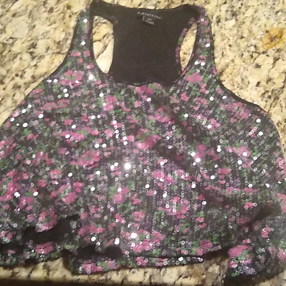 Half cut floral sequined